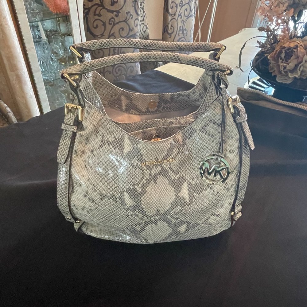 Michael Kors Leather Animal Print Handbag - Picture 2 of 8